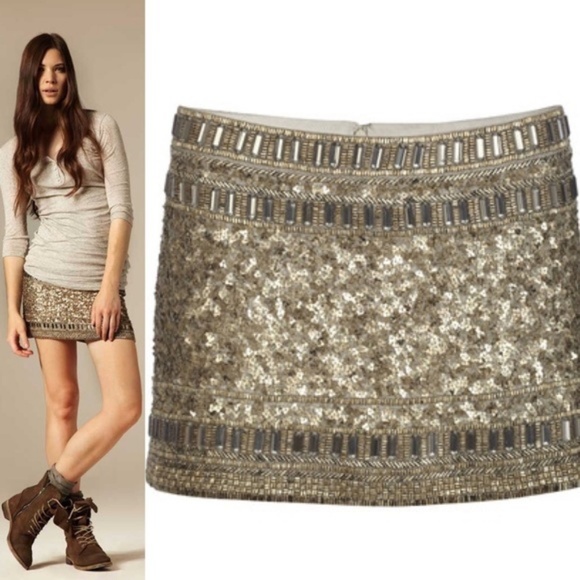 All Saints Antique Gold Devo Skirt - Picture 2 of 6